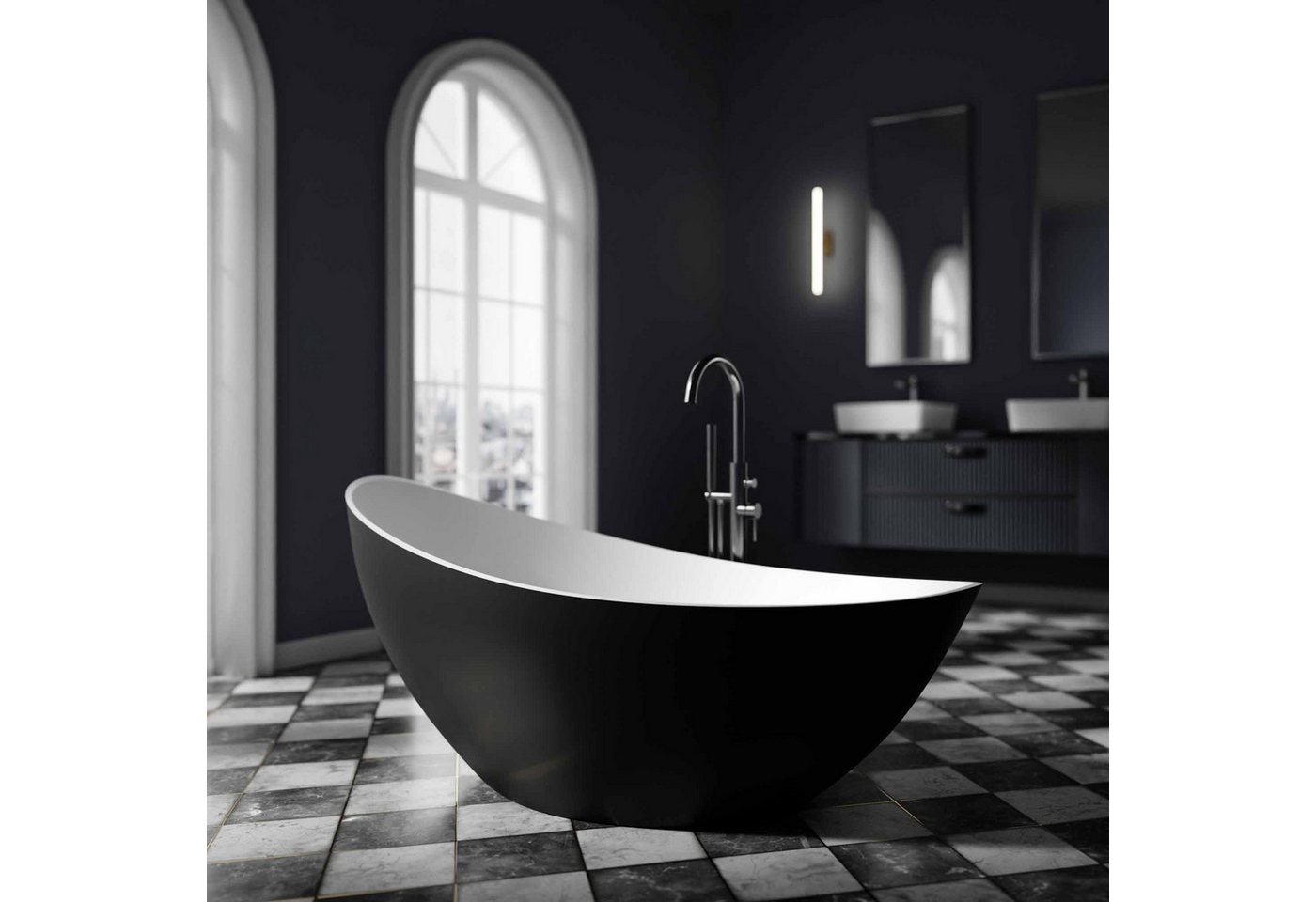 Bernstein Badewanne VICE, (modernes Design / Acrylwanne / Sanitäracryl / mit Siphon), freistehende Wanne / Farbe wählbar / 183,5 cm x 78,5 cm / Acryl / Oval von Bernstein