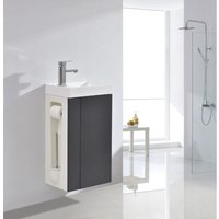 Badmöbel-Set Bernstein Compact 400 für Gäste-WC mit Waschbecken Anthrazit matt Toilettenbürste links von Bernstein
