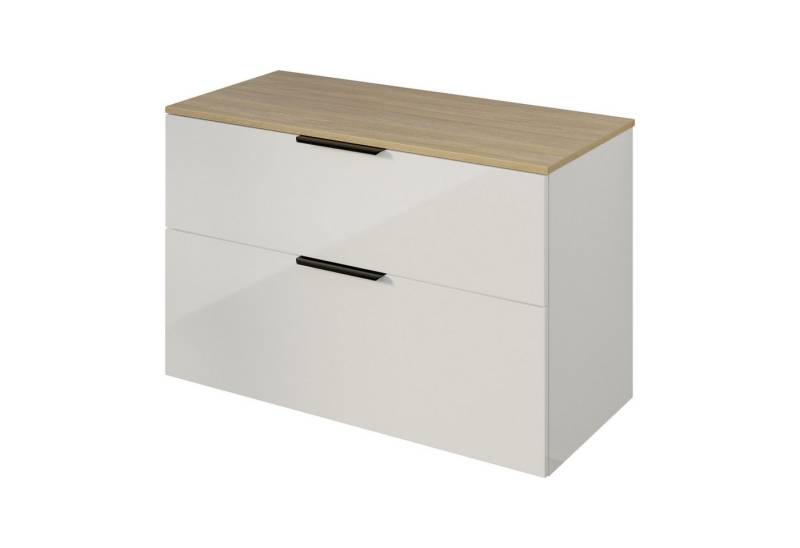 Bernstein Badmöbel-Set TIM, (Waschtischunterschrank mit Waschtischplatte und Griffe, Unterschrank 100 cm - hängend - vormontiert - 2 Schubladen), für Aufsatzwaschbecken - Farbe Unterschrank & Waschtisch frei wählbar von Bernstein