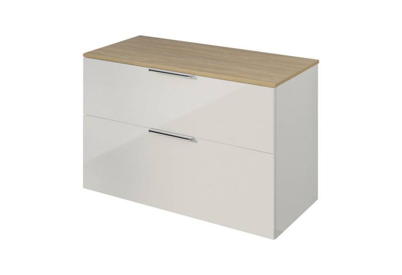 Bernstein Badmöbel-Set TIM, (Waschtischunterschrank mit Waschtischplatte und Griffe, Unterschrank 100 cm - hängend - vormontiert - 2 Schubladen), für Aufsatzwaschbecken - Farbe Unterschrank & Waschtisch frei wählbar von Bernstein