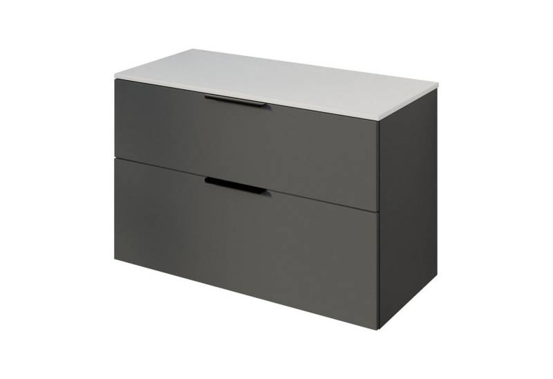 Bernstein Badmöbel-Set TIM, (Waschtischunterschrank mit Waschtischplatte und Griffe, Unterschrank 100 cm - hängend - vormontiert - 2 Schubladen), für Aufsatzwaschbecken - Farbe Unterschrank & Waschtisch frei wählbar von Bernstein