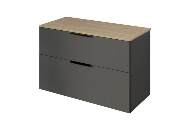 Bernstein Badmöbel-Set TIM, (Waschtischunterschrank mit Waschtischplatte und Griffe, Unterschrank 100 cm - hängend - vormontiert - 2 Schubladen), für Aufsatzwaschbecken - Farbe Unterschrank & Waschtisch frei wählbar von Bernstein