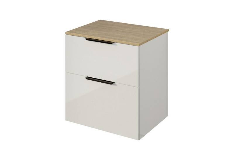 Bernstein Badmöbel-Set TIM, (Waschtischunterschrank mit Waschtischplatte und Griffe, Unterschrank 60 cm - hängend - vormontiert - 2 Schubladen), für Aufsatzwaschbecken - Farbe Unterschrank & Waschtisch frei wählbar von Bernstein