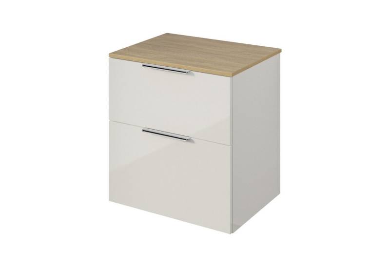 Bernstein Badmöbel-Set TIM, (Waschtischunterschrank mit Waschtischplatte und Griffe, Unterschrank 60 cm - hängend - vormontiert - 2 Schubladen), für Aufsatzwaschbecken - Farbe Unterschrank & Waschtisch frei wählbar von Bernstein