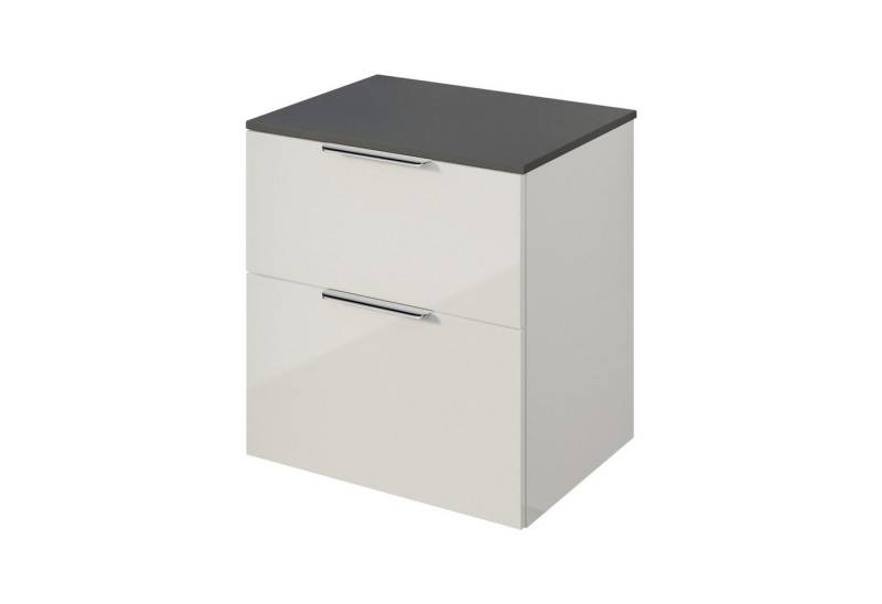 Bernstein Badmöbel-Set TIM, (Waschtischunterschrank mit Waschtischplatte und Griffe, Unterschrank 60 cm - hängend - vormontiert - 2 Schubladen), für Aufsatzwaschbecken - Farbe Unterschrank & Waschtisch frei wählbar von Bernstein