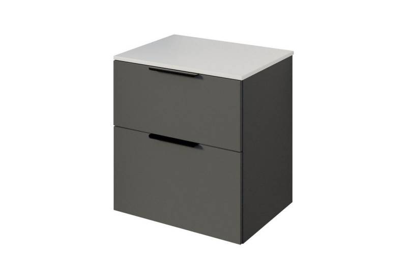 Bernstein Badmöbel-Set TIM, (Waschtischunterschrank mit Waschtischplatte und Griffe, Unterschrank 60 cm - hängend - vormontiert - 2 Schubladen), für Aufsatzwaschbecken - Farbe Unterschrank & Waschtisch frei wählbar von Bernstein