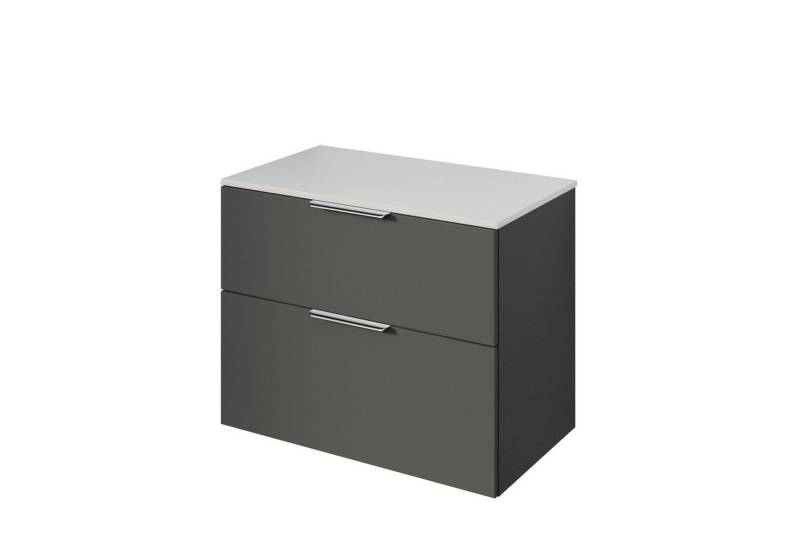 Bernstein Badmöbel-Set TIM, (Waschtischunterschrank mit Waschtischplatte und Griffe, Unterschrank 80 cm - hängend - vormontiert - 2 Schubladen), für Aufsatzwaschbecken - Farbe Unterschrank & Waschtisch frei wählbar von Bernstein