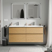 Bernstein - Badmöbel Unterschrank lavoa 140cm mit Mineralguss Waschbecken cream Badmöbel: Eiche Honiggold, Metallgriff: Chrom, Waschbecken: Weiß matt Bernstein - Badmöbel Unterschrank lavoa 140cm mit Mineralguss Waschbecken cream Badmöbel: Eiche Honiggold, Metallgriff: Chrom, Waschbecken: Weiß matt von Bernstein