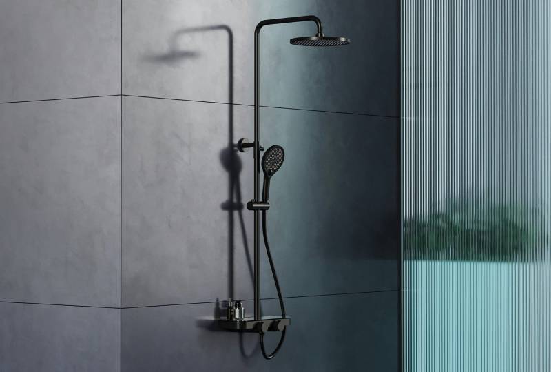 Bernstein Duschsystem BS371, Schwarz matt - inkl. Duschkopf und Handbrause - Design wählbar von Bernstein
