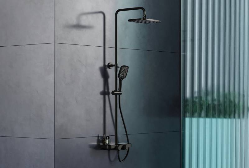 Bernstein Duschsystem BS371, Schwarz matt - inkl. Duschkopf und Handbrause - Design wählbar von Bernstein