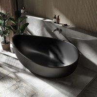 Freistehende Badewanne wave stone aus Mineralguss - 180 x 110 cm – Schwarz matt von Bernstein