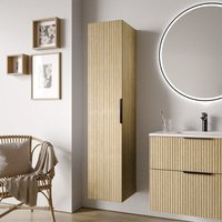 Bernstein - Hochschrank tim 35x165x35cm flexible Montage Badmöbel: Eiche Nebelgrau profiliert, Metallgriff: Chrom von Bernstein