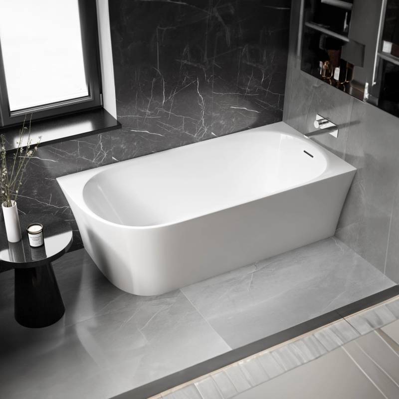 Bernstein Raumsparbadewanne NORA CORNER Acryl Weiß 170x80cm Einbau Rechts von Bernstein