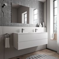 Unterschrank Bernstein ava 160cm Badmöbel: Weiß matt, Mineralguss Waschbecken cream Weiß matt mit Hahnloch von Bernstein