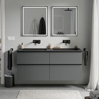 Bernstein - Unterschrank lavoa 120 cm mit Mineralguss Waschbecken bruxelles - Metallgriff Schwarz matt, Anthrazit matt, Waschbecken Schwarz matt ohne von Bernstein