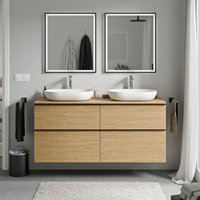 Bernstein - Unterschrank lavoa 140cm für Aufsatzwaschbecken Badmöbel: Eiche Honiggold, Metallgriff: Chrom, Waschtischplatte: Eiche Honiggold Bernstein - Unterschrank lavoa 140cm für Aufsatzwaschbecken Badmöbel: Eiche Honiggold, Metallgriff: Chrom, Waschtischplatte: Eiche Honiggold von Bernstein