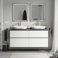 Bernstein - Unterschrank lavoa 140cm für Aufsatzwaschbecken Badmöbel: Weiß matt, Metallgriff: Schwarz matt, Waschtischplatte: Anthrazit matt von Bernstein