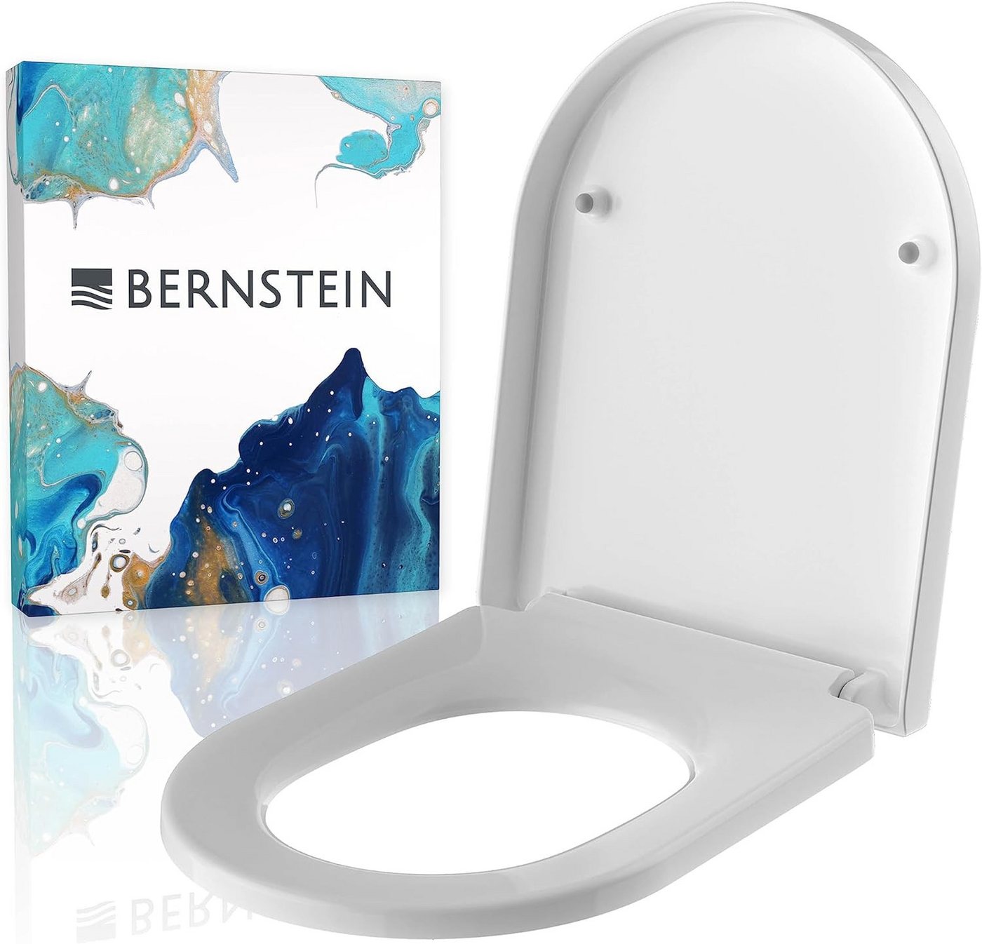 Bernstein WC-Sitz U1002 (Komplett-Set, inkl. Befestigungsmaterial), weiß / D-Form / Absenkautomatik / LED Licht / abnehmbar / Duroplast von Bernstein