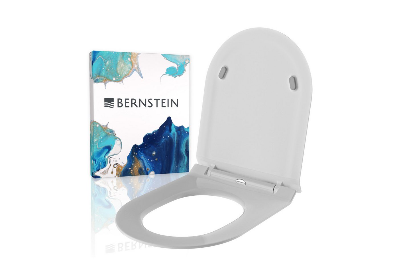 Bernstein WC-Sitz U2019 (Komplett-Set, inkl. Befestigungsmaterial), weiß / D-Form / Absenkautomatik / flach / abnehmbar / aus Duroplast von Bernstein