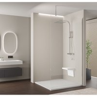 Walk-In 10mm Nano Echtglas EX102-2 - Klarglas 220cm - 14mm Edelstahlprofil - Profilfarbe & Breite wählbar 1100mm, eckig, Graphitschwarz gebürstet, von Bernstein