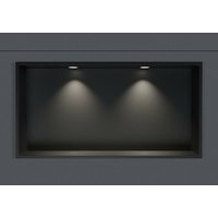 Wandnische aus Edelstahl NT306010X mit LED-Spot - 30 x 60 x 10 cm (h x b x t) - Farbe wählbar Schwarz, 2x Spot Einbaurahmen Schwarz matt von Bernstein