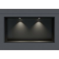 Wandnische Edelstahl Bernstein NT306010X mit LED-Spot 30x60x10 cm Schwarz 2x Spot Einbaurahmen Schwarz matt von Bernstein