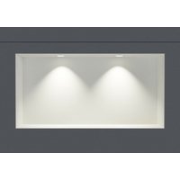 Wandnische aus Edelstahl NT306010X randlos mit LED-Spot - 30 x 60 x 10 cm (h x b x t) - Farbe wählbar Weiß, 2x Spot Einbaurahmen Chrom von Bernstein