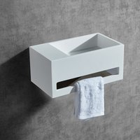 Wandwaschbecken Bernstein BA2105 Mineralguss 35,5x20x16cm Weiß matt mit Handtuchhalter Ablagefläche links mit Blende Weiß von Bernstein