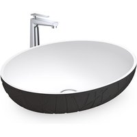 Design Aufsatzwaschbecken Bernstein LEO Mineralguss Schwarz/Weiß matt 50x40x12cm ohne Ablaufgarnitur von Bernstein