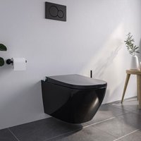 Dusch-WC pro+ 1104 Schwarz glänzend Spülrandlos eckig Komplettanlage - Bernstein von Bernstein