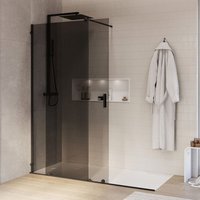 Duschabtrennung Bernstein Walk-In Nano NT101 Schiebetür Schwarz matt Nano Graues Glas 8mm 180cm von Bernstein