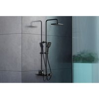 Duschsystem Bernstein Thermostat BS371 Schwarz matt inkl. Duschkopf und Handbrause Eckiges Design von Bernstein