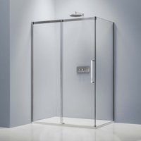 Eckdusche Bernstein DX906 flex Schiebetür Soft-Close 8mm Nano Echtglas Chrom 160x100cm von Bernstein