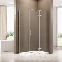 Eckdusche mit Drehtür EX409 - 90 x 120 x 195 cm - Nano ESG-Sicherheitsglas Tür nach links öffnend von Bernstein