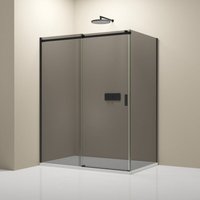 Bernstein - Eckdusche mit Schiebetür NT806 flex Schwarz matt Nano Graues Glas 110x90 cm 6mm ESG-Sicherheitsglas von Bernstein