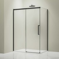 Eckdusche Bernstein DX906 flex Schiebetür Soft-Close 8mm Nano Echtglas Schwarz matt 120x100cm von Bernstein