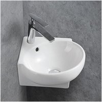 Eckwaschbecken Wandwaschbecken KW198A aus Keramik für Gäste-WC - 39,5 x 36,5 x 14 cm - Weiß glänzend Mit Blende Weiß glänzend von Bernstein