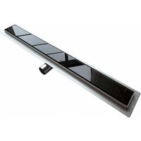 Edelstahl Duschrinne GL01 für Duschkabine - Ablaufblende Glas schwarz - Länge wählbar 1000mm von Bernstein