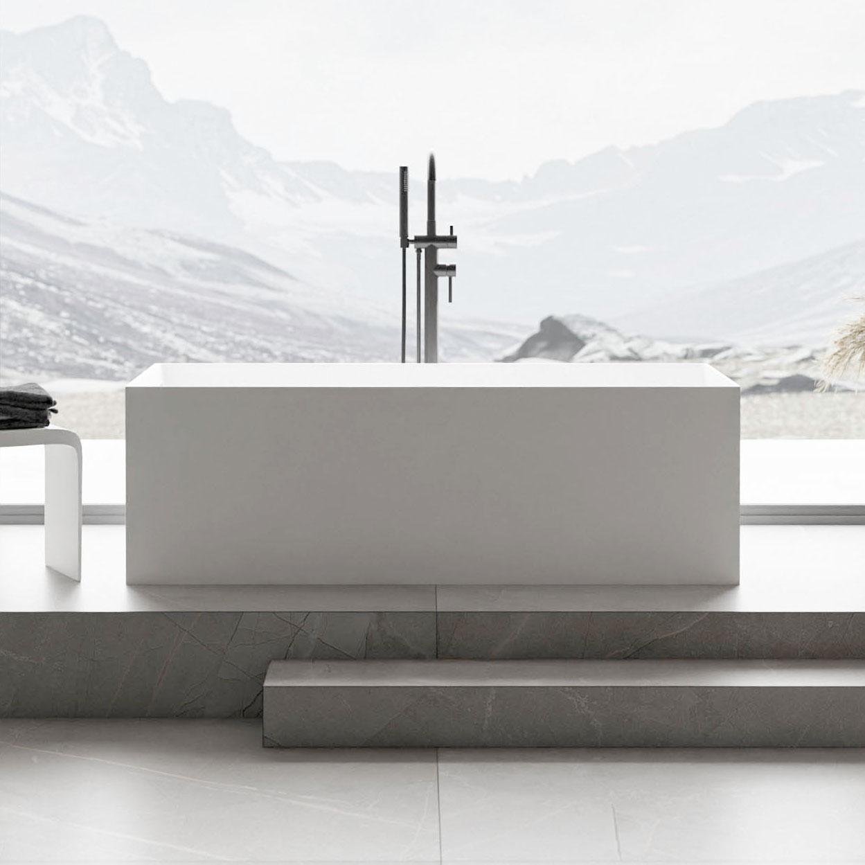 Freistehende Badewanne LUNA STONE Mineralguss Weiß - 170 x 72 cm von Bernstein