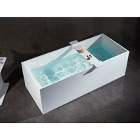 Freistehende Badewanne LUNA STONE aus Mineralguss - 170 x 72 cm - Weiß - Zubehör optional Ohne Standarmatur, Ohne Siphon von Bernstein