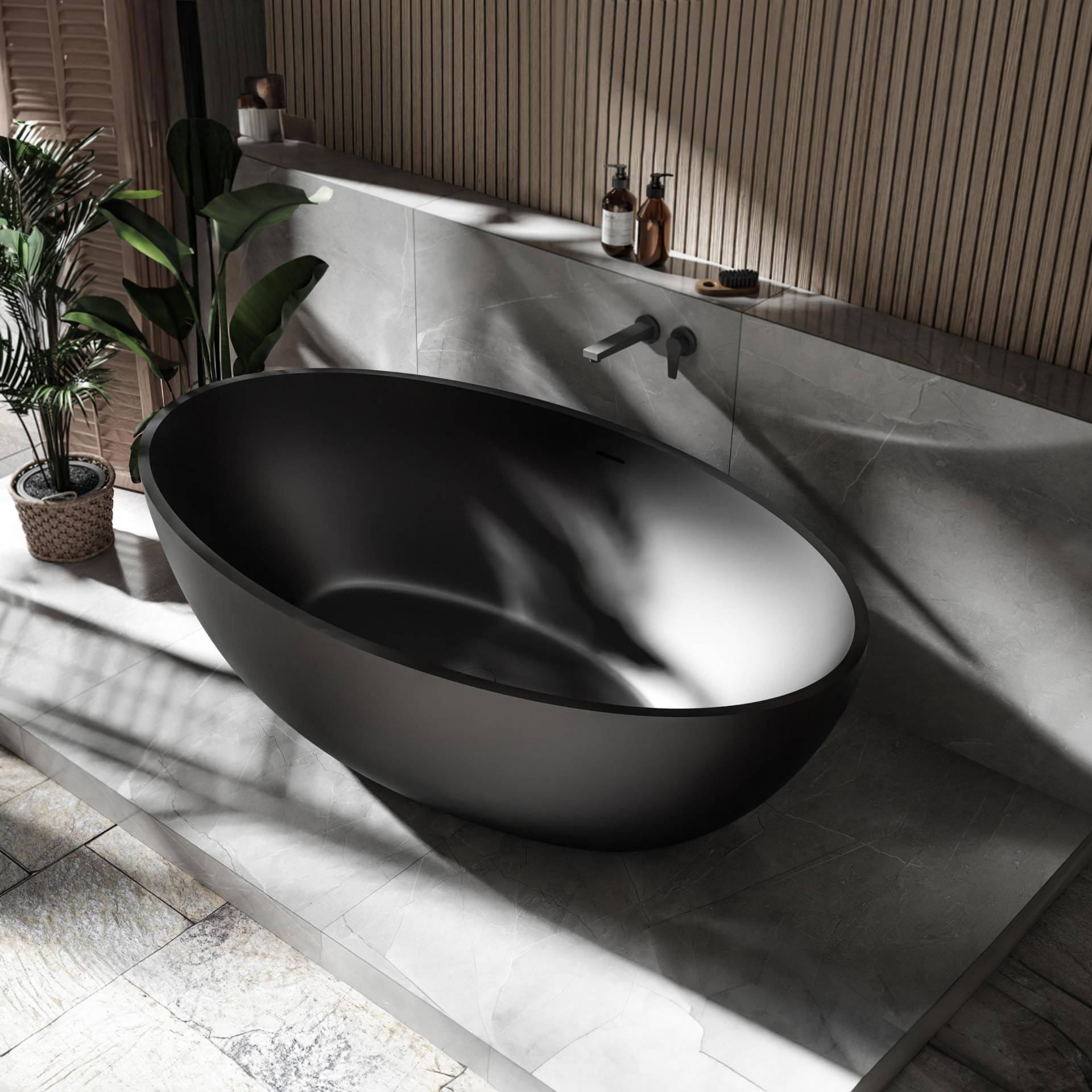 Freistehende Badewanne RELAX aus Mineralguss - 176 x 103 cm - verschiedene Farben - Zubehör optional von Bernstein