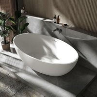 Freistehende Badewanne relax aus Mineralguss - 176 x 103 cm - verschiedene Farben - Zubehör optional Inkl. Standarmatur 8028, Ohne Siphon, Weiß matt von Bernstein