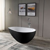 Freistehende Badewanne veneto Acryl - 180 x 110 x 60 cm - Weiß oder Schwarz/Weiß - Glänzend - Standarmatur wählbar Ohne Standarmatur, Ohne Siphon, von Bernstein