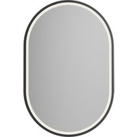 Bernstein - led Lichtspiegel 8144-2.0 Oval Sandgestrahlt Warm-/Kaltlicht Aluminiumrahmen Schwarz matt Vertikal Anti-Beschlag 40 x 60 cm von Bernstein