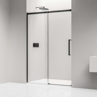 Bernstein - Nischendusche DX906 flex Schiebetür Soft-Close 8mm Nano Echtglas Schwarz matt 150cm von Bernstein