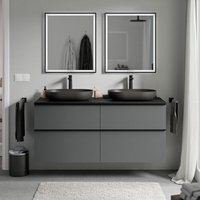 Unterschrank Bernstein LAVOA 140cm für Aufsatzwaschbecken Badmöbel: Anthrazit matt, Metallgriff: Schwarz matt, Waschtischplatte: Schwarz matt Unterschrank Bernstein LAVOA 140cm für Aufsatzwaschbecken Badmöbel: Anthrazit matt, Metallgriff: Schwarz matt, Waschtischplatte: Schwarz matt von Bernstein