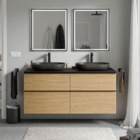 Unterschrank Bernstein LAVOA 140cm für Aufsatzwaschbecken Badmöbel: Eiche Honiggold, Metallgriff: Chrom, Waschtischplatte: Schwarz matt Unterschrank Bernstein LAVOA 140cm für Aufsatzwaschbecken Badmöbel: Eiche Honiggold, Metallgriff: Chrom, Waschtischplatte: Schwarz matt von Bernstein