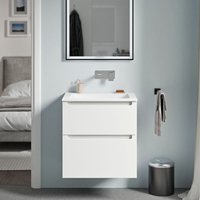 Unterschrank Bernstein VIREO 60 cm mit Mineralguss Waschbecken CREAM - Korpus Weiß matt, Waschbecken Weiß matt ohne Hahnloch von Bernstein