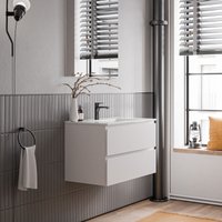 Bernstein - Unterschrank ava 80 cm mit Keramik Waschbecken - Badmöbelfarbe Weiß matt, Waschbecken Weiß glänzend von Bernstein