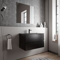 Unterschrank Bernstein ava 80 cm mit Mineralguss Waschbecken cream - Badmöbelfarbe Schwarz matt, Waschbecken Schwarz matt mit Hahnloch Unterschrank Bernstein ava 80 cm mit Mineralguss Waschbecken cream - Badmöbelfarbe Schwarz matt, Waschbecken Schwarz matt mit Hahnloch von Bernstein